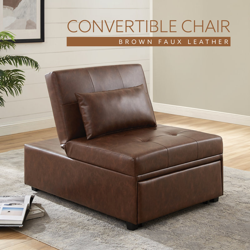 Leather convertible chair discount